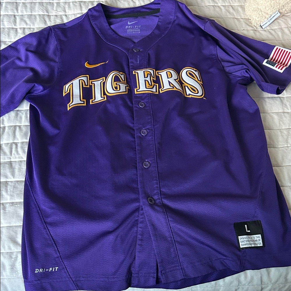 Nike Purple Dri-FIT LSU Tigers Baseball Jersey